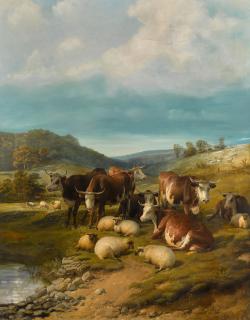 Thomas Sidney Cooper, R.A. - Cattle and Sheep at a Watering Place