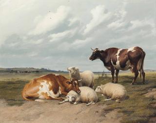 Thomas Sidney Cooper, R.A. - Cattle And Sheep In A Field