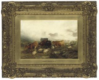 Thomas Sidney Cooper, R.A. - Cattle and sheep in a highland mist