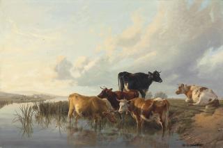 Thomas Sidney Cooper, R.A. - Cattle By A River