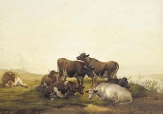 Thomas Sidney Cooper, R.A. - Cattle Grazing in Sandwich Meadows, Kent