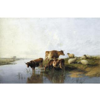 Thomas Sidney Cooper R.A. - Cattle Watering