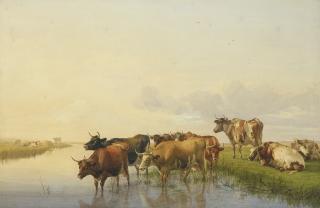 Thomas Sidney Cooper, R.A. - Cows on the banks of the Stour