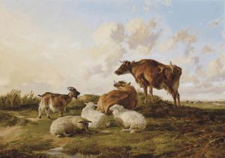 Thomas Sidney Cooper, R.A. - Cows, sheep and goat