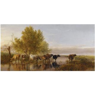 Thomas Sidney Cooper, R.A. - In Canterbury Meadows, Evening