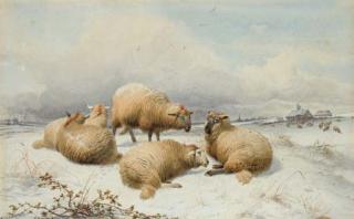 Thomas Sidney Cooper, R.A. - Sheep In The Snow