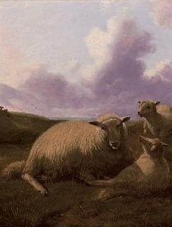 Thomas Sidney Cooper, R.A. - Sheep on a hillside