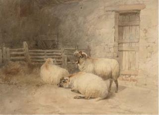 Thomas Sidney Cooper, R.A. - Sheep Resting Before A Barn