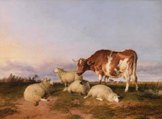 Thomas Sidney Cooper, RA - Cattle and sheep in a meadow