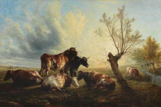 Thomas Sidney Cooper, RA - In the meadows at curfew hour