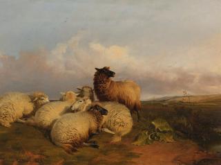 Thomas Sidney Cooper, RA - Sheep by a stream