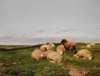 Thomas Sidney Cooper, RA - Sheep on a hillside