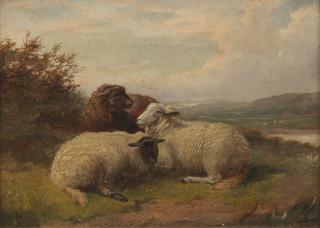Thomas Sidney Cooper, RA - Sheep Resting in Landscape