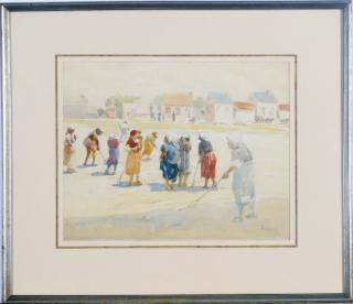 Thomas Sidney Moran - Fisherwomen combing the beach