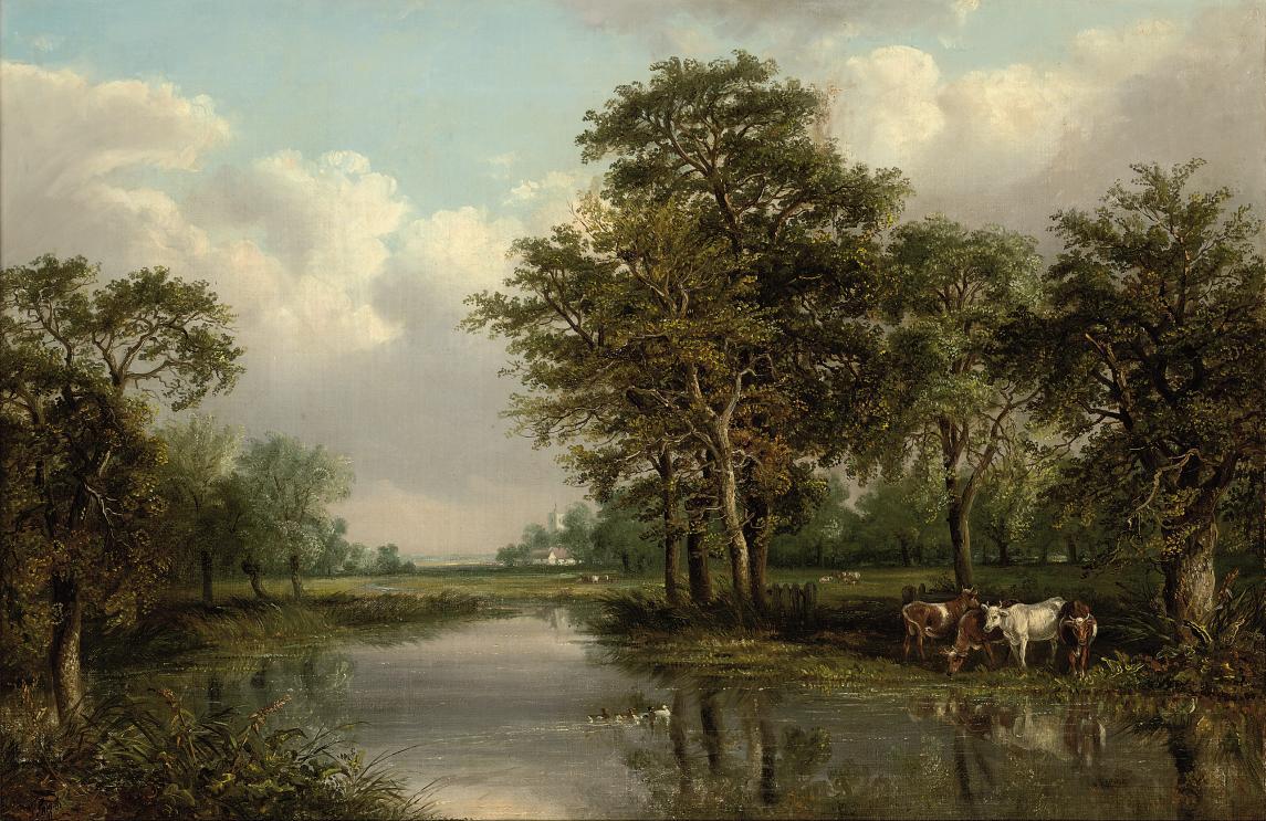 Thomas Smythe - Cattle grazing beside a lake