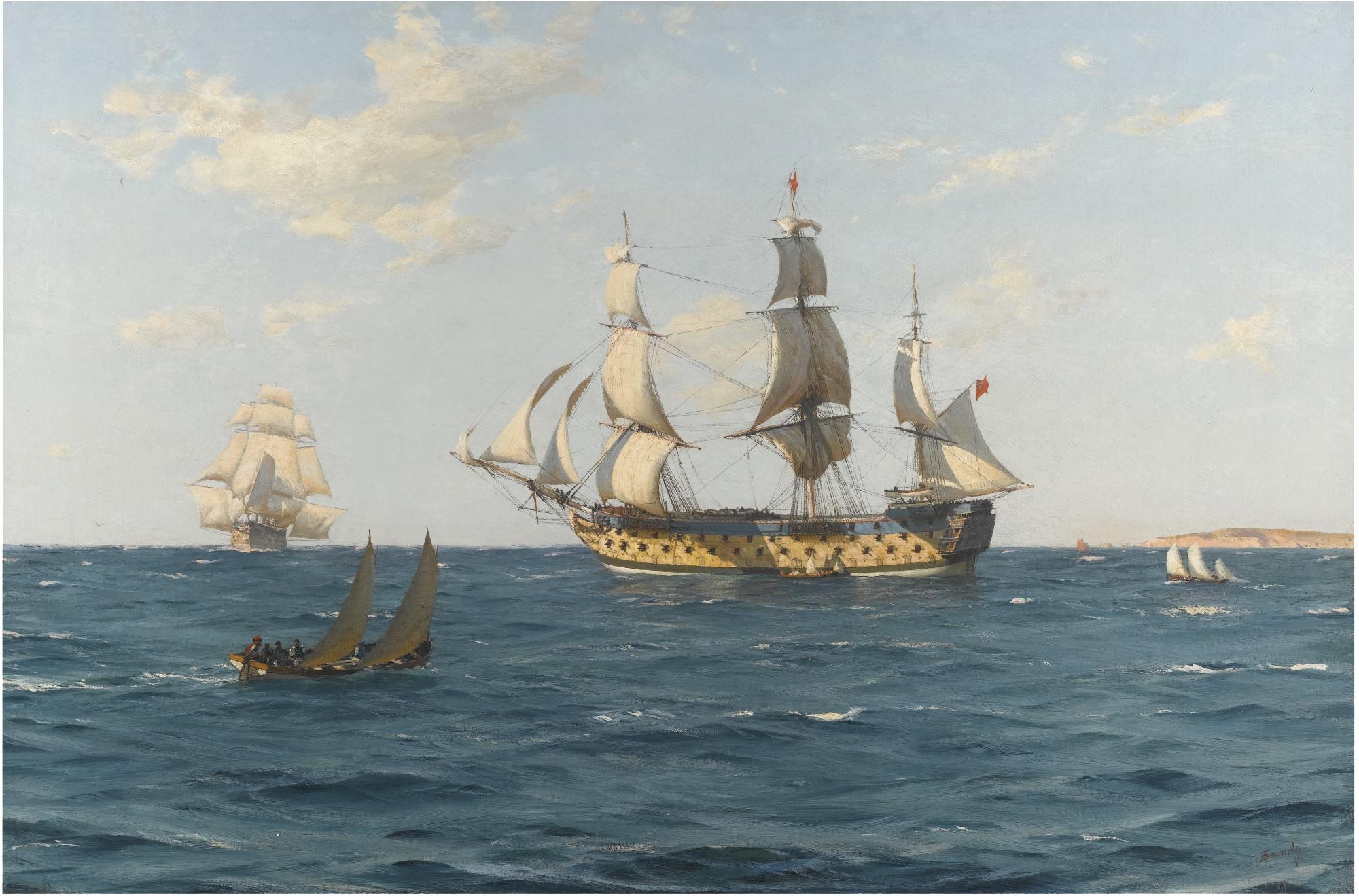 Thomas Somerscales - A Ship Of The Line 100 Years Ago