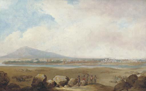 Thomas Stothard, R.A. - View of Seringapatam, with English soldiers overlooking Indian cavalry