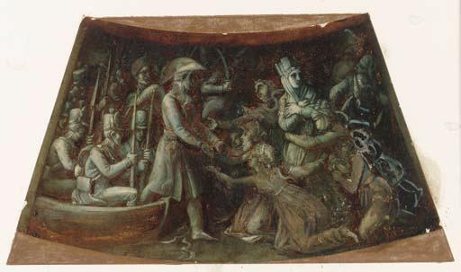 Thomas Stothard - Passage of the Douro, Oporto Liberated, 1809 - a design for the Wellington shield