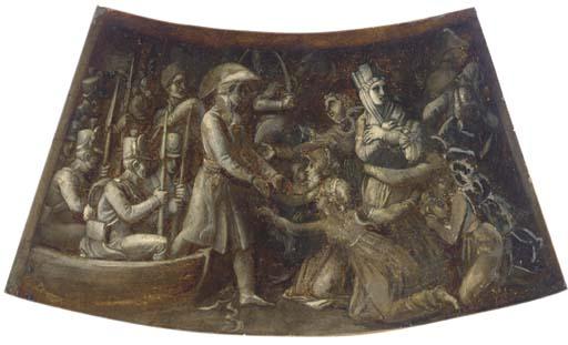 Thomas Stothard - Passage of the Duoro, Oporto liberated, 1809, a design for an outer compartment of the Wellington Shield