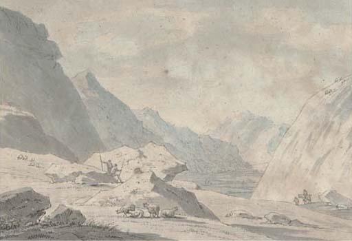 Thomas Sunderland - From the top of the mountain, Kirkstone, looking down on Brother\'s Dale and Water Place Fell in the distance, Westmorland