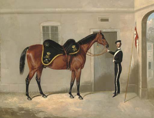 Thomas W. Bretland - The Charger of Henry Cavendish Taylor, 17Th Lancers, Held By A Trooper Outside The Officers Stables At Nottingham