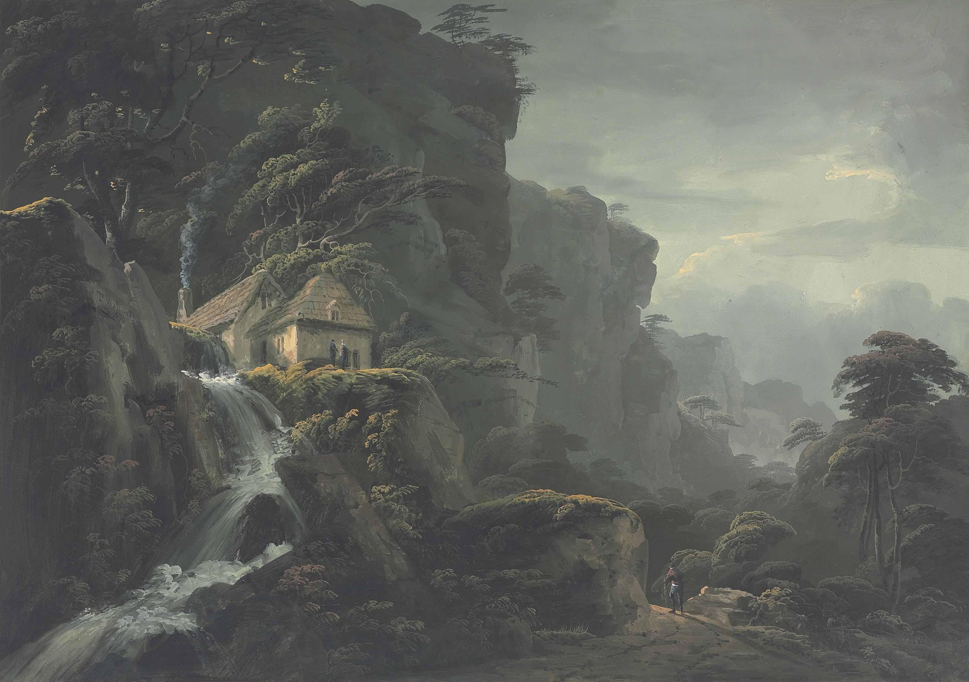 Thomas Walmsley - A Mountain Landscape With A Torrent