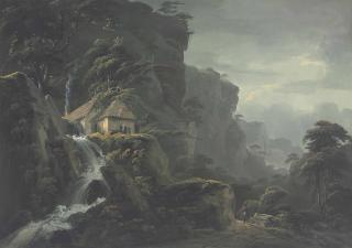 Thomas Walmsley - A Mountain Landscape With A Torrent