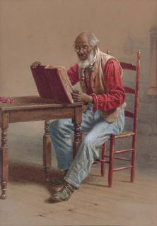 Thomas Waterman Wood - A Seated Man Reading; A Seated Man with a Saw: Two Works