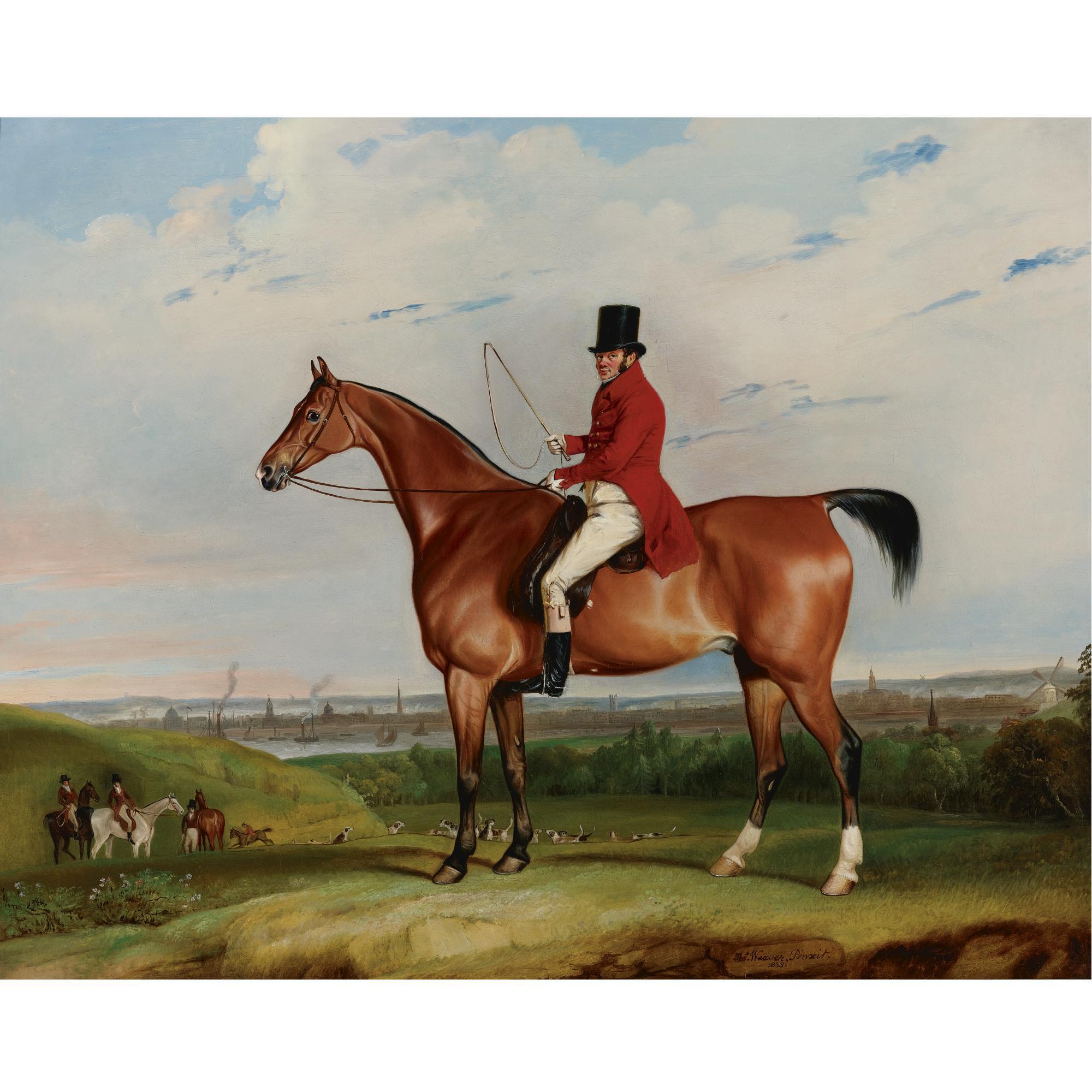 Thomas Weaver - British William Bolton Aspinall With The Hooton, Cheshire Foxhounds, The River Mersey And Liverpool Beyond