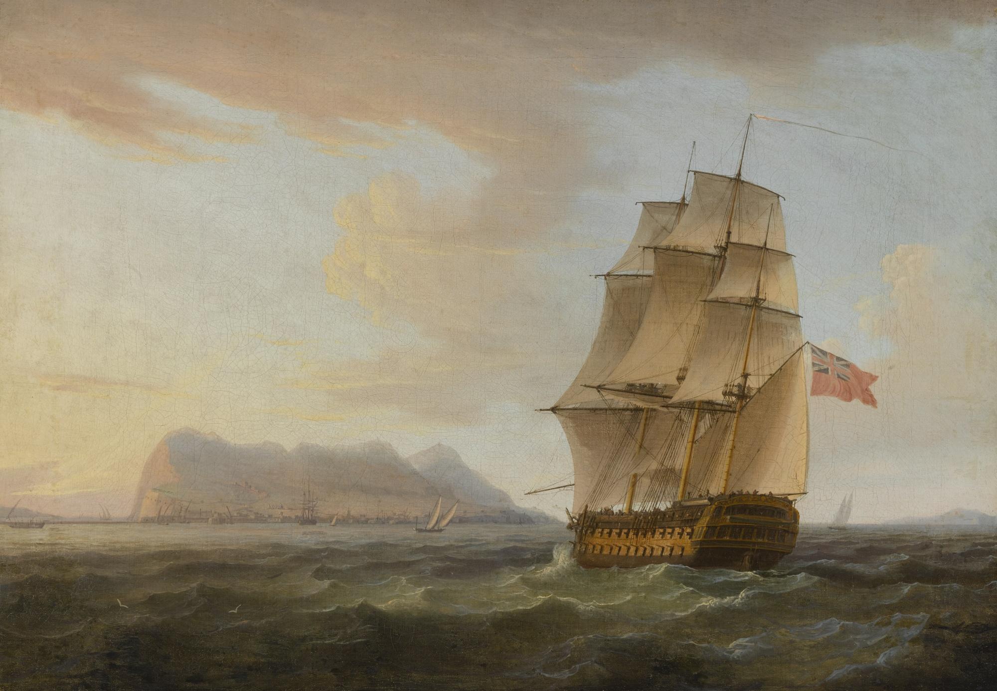 Thomas Whitcombe - A British Man Of War Before The Rock Of Gibraltar