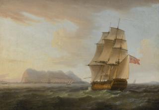 Thomas Whitcombe - A British Man Of War Before The Rock Of Gibraltar