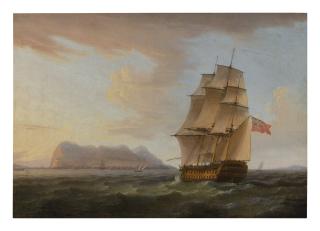 Thomas Whitcombe - A British Man Of War Before The Rock Of Gibraltar
