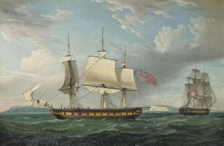 Thomas Whitcombe - A merchantman in two positions in the Channel off the Downs