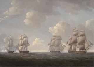 Thomas Whitcombe - His Majesty\'S Ships Santa Margarita And Unicorn Engaging Two French Frigates West of The Scilly Isles, 8Th June, 1796