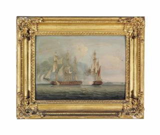 Thomas Whitcombe - HMS Crescent, under the command of Captain James Saumarez, capturing the French frigate Réunion off Cherbourg, 20th October, 1793
