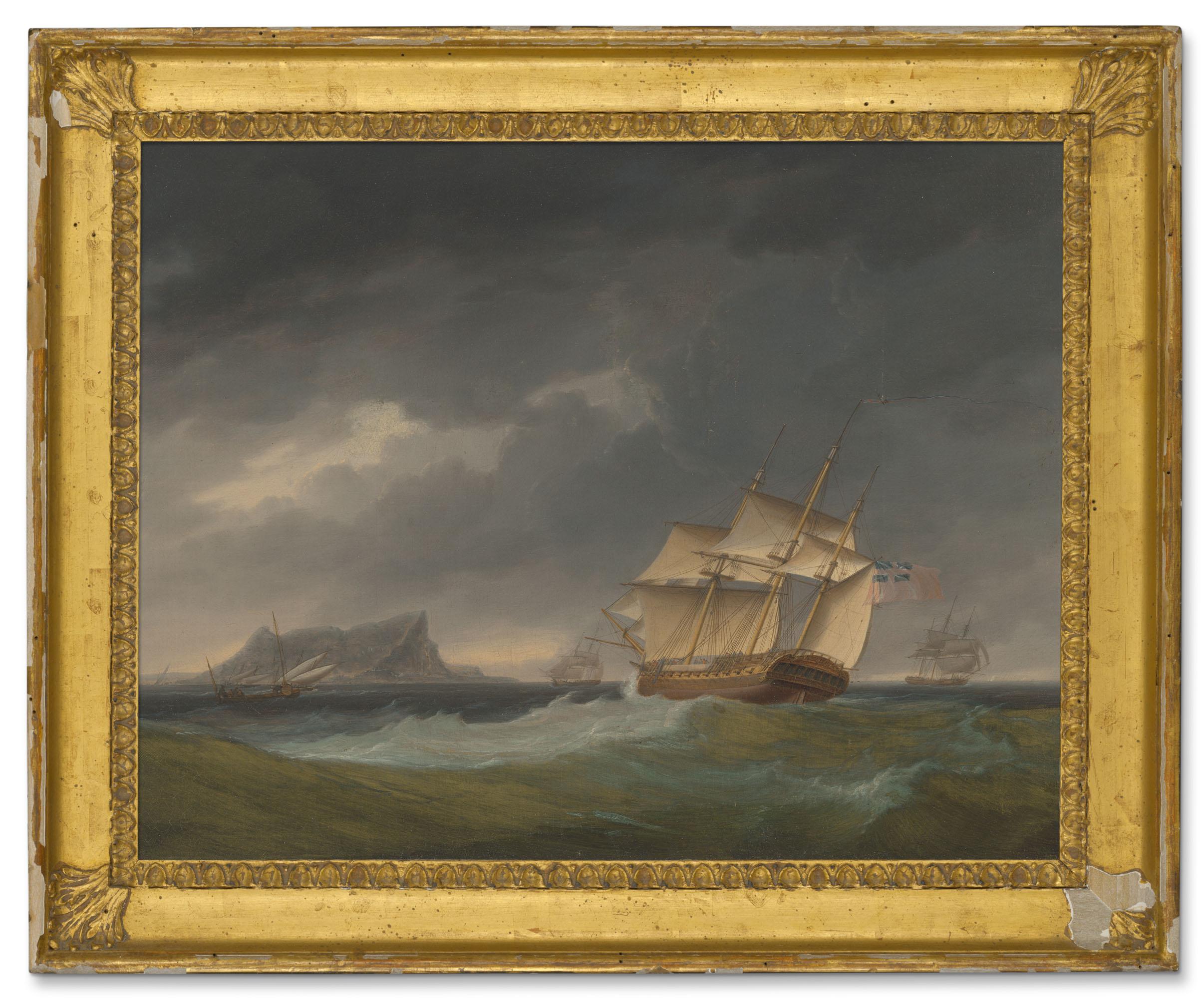 Thomas Whitcombe - Running into stormy weather off Gibraltar