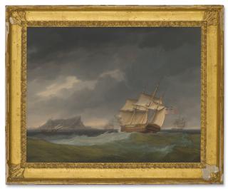 Thomas Whitcombe - Running into stormy weather off Gibraltar
