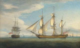 Thomas Whitcombe - The Merchantman Blenheim Of London In Two Positions In The Downs