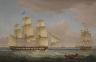 Thomas Whitcombe - The Merchantman Medina, Of London, In Two Positions Off Dover