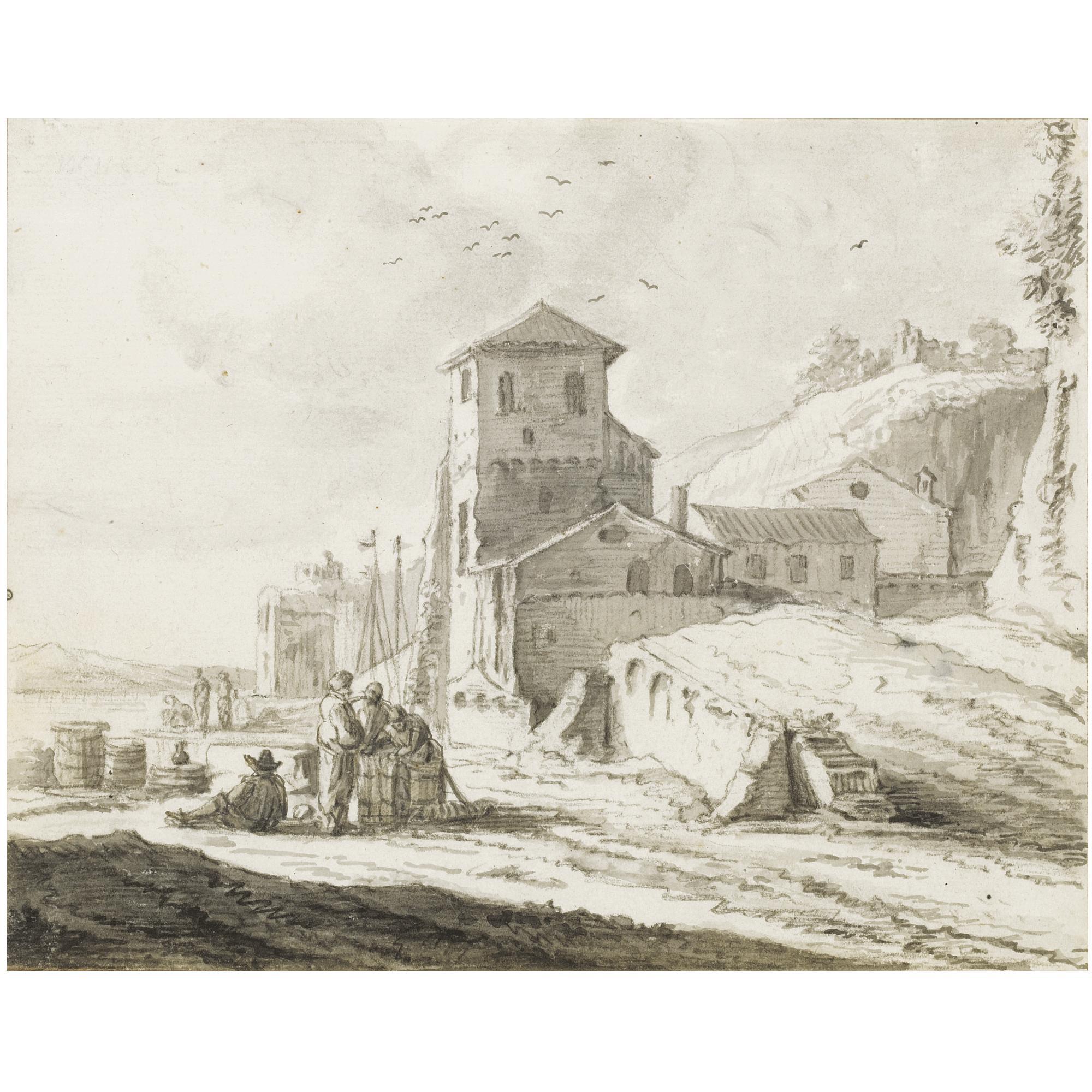 Thomas Wijck - View Of Italianate Buildings On The Banks Of A River