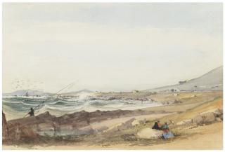 Thomas William Bowler - The Artist Fishing At Green Point, Cape Of Good Hope, With The Lighthouse Beyond