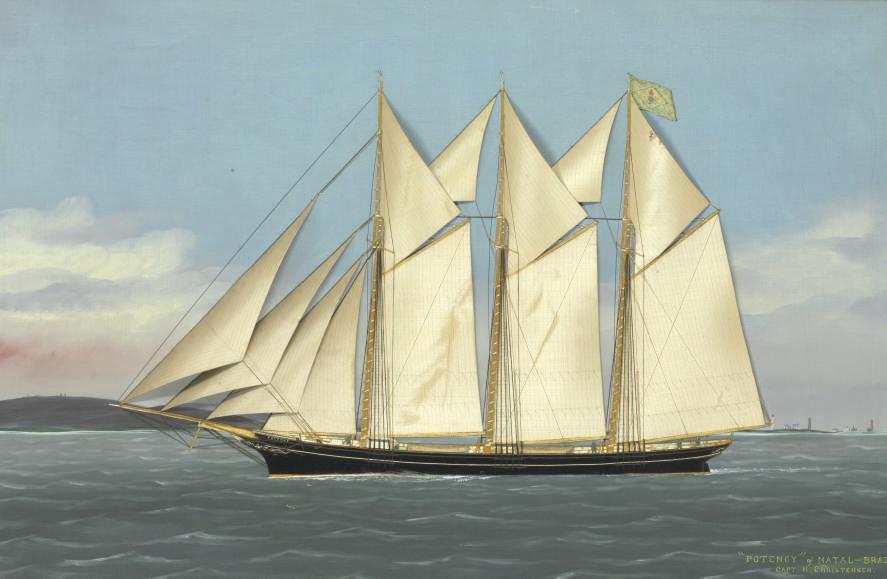 Thomas Willis - The sailing ship of the Natal-Brazil line passing a lighthouse