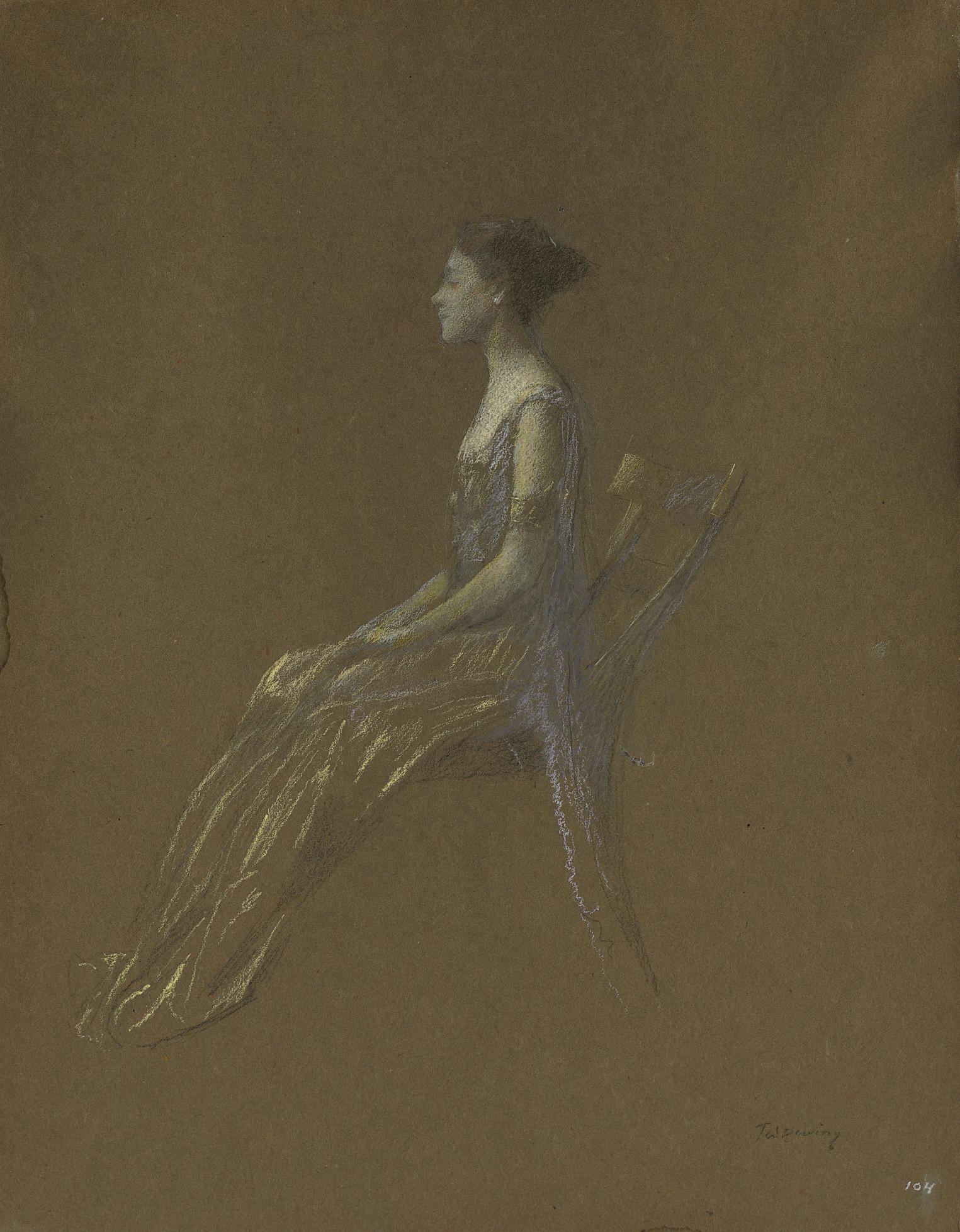 Thomas Wilmer Dewing - Seated Lady in a Yellow Dress