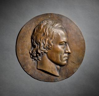 Thomas Woolner - Roundel with a profile portrait of Alfred Lord Tennyson