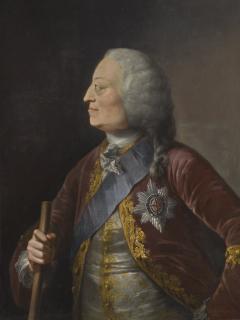 Thomas Worlidge - Portrait Of George Ii, Half-Length, Wearing A Red, Gold And Lace-Trimmed Coat Over An Embroidered Grey Waistcoat And The Sash And Badge Of The Garter, In Profile To The Left