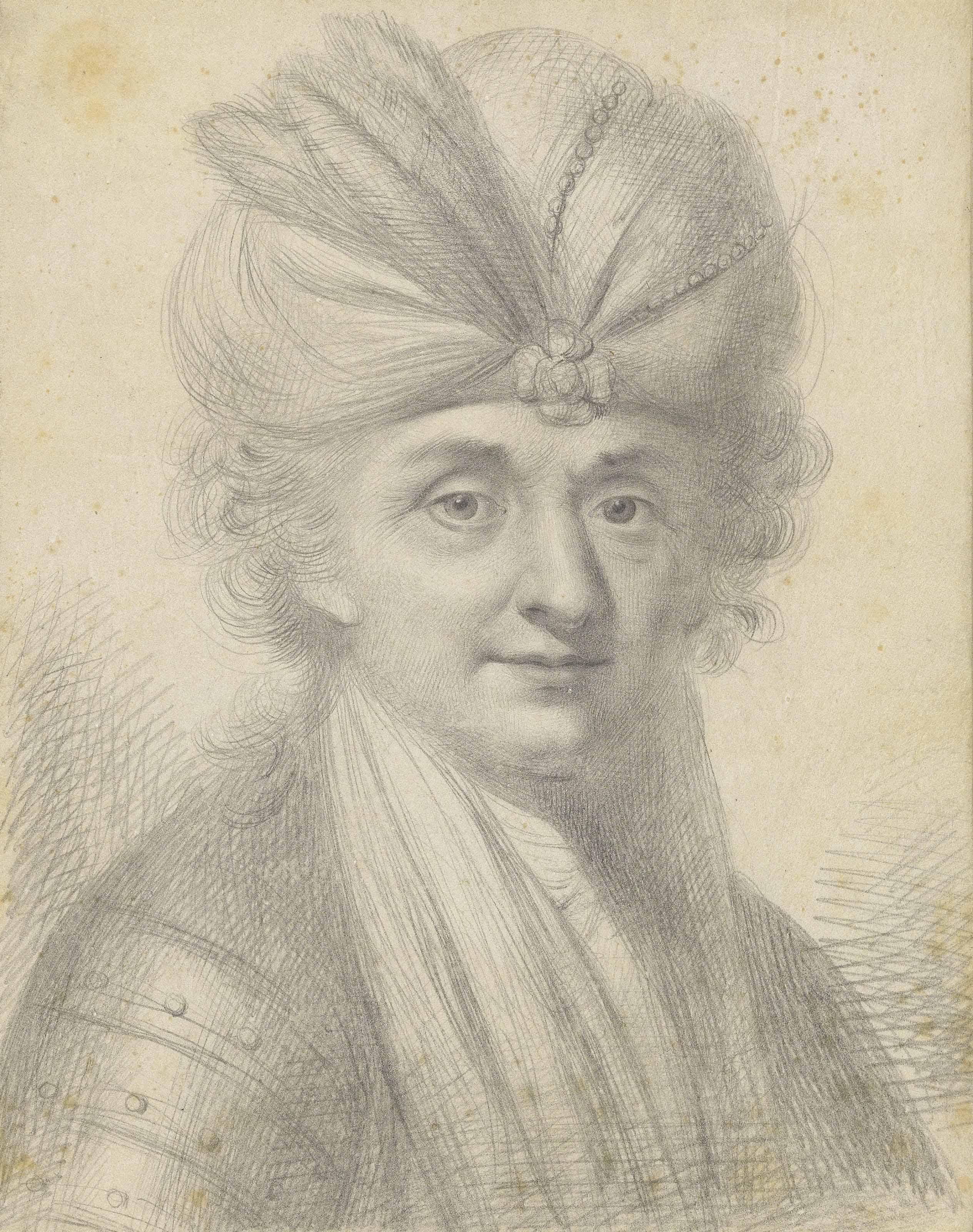 Thomas Worlidge - Study Of A Man Wearing A Turban, Bust-Length, In The Manner Of Rembrandt