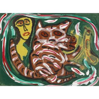 Thornton Dial - Life go on tiger, A Lady will stand by her tiger, 1990