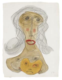 Thornton Dial - Untitled (Bust of a Woman with Curly Hair and Tiger)