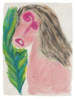 Thornton Dial - Untitled (Woman with Fern Leaf)
