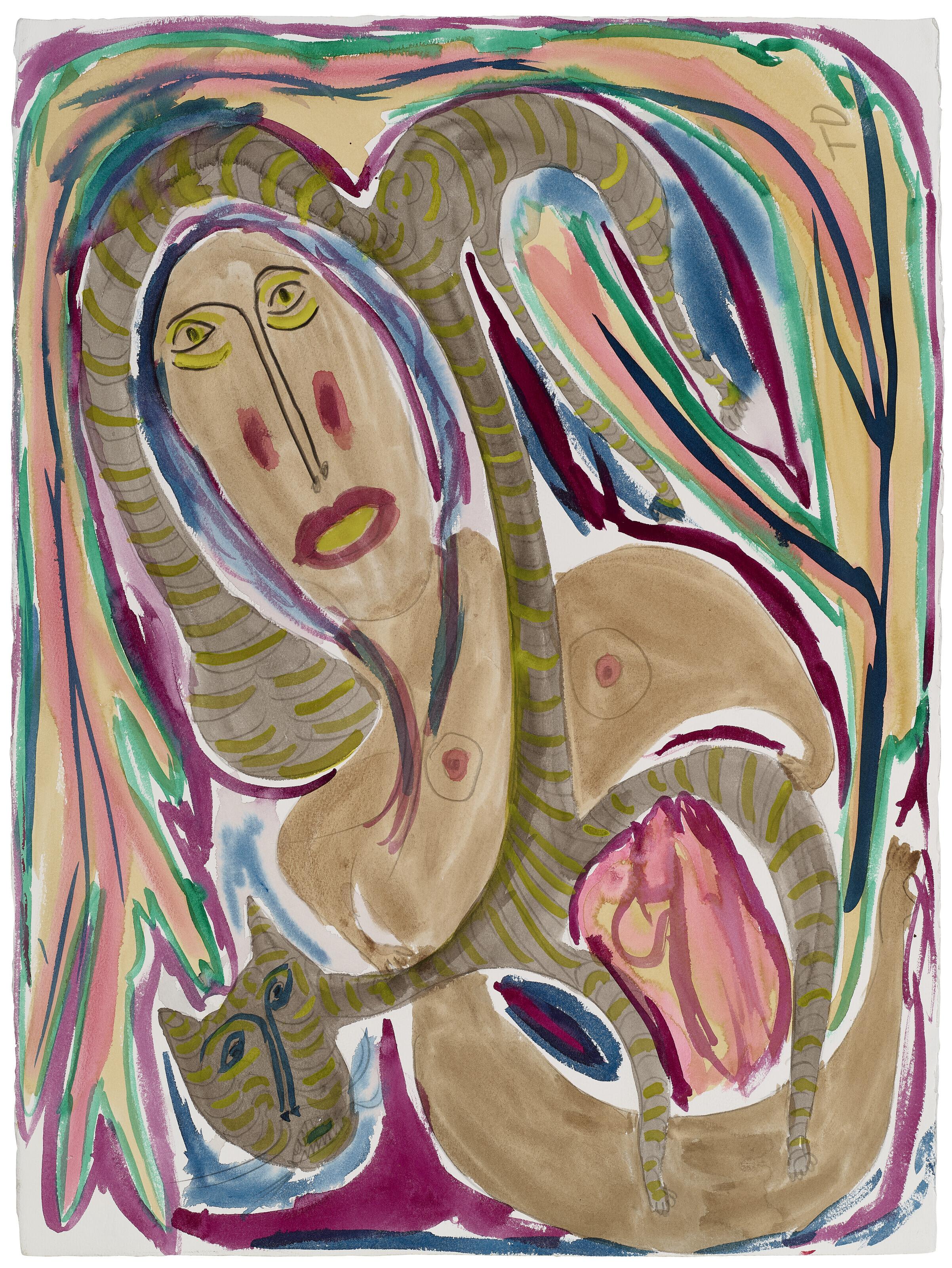 Thornton Dial - Untitled (Woman With Striped Cat)